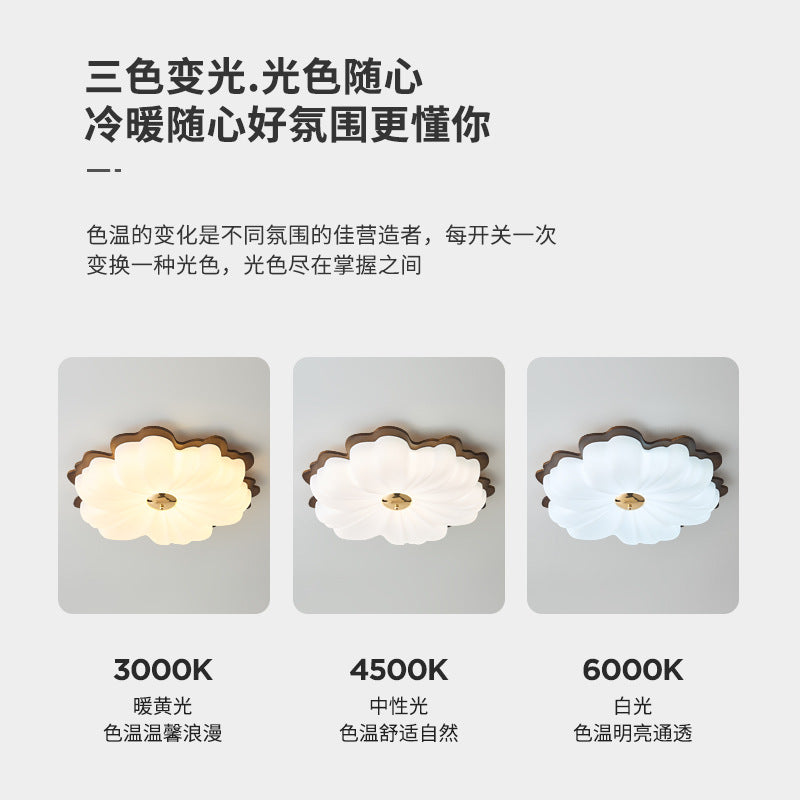 Walnut bedroom ceiling light medium antique solid wood petals full spectrum eye protection super bright book room children's room light