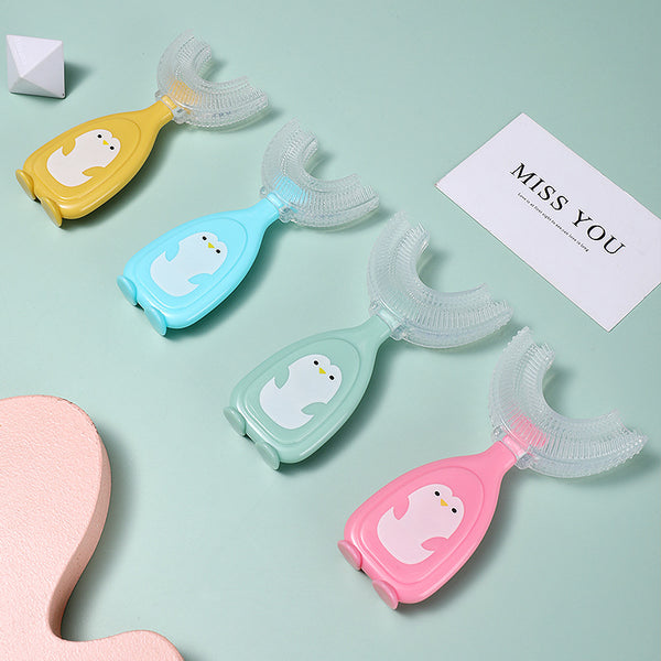 New children's U-shaped toothbrush silicone soft-bristled toothbrush baby oral cleaning artifact oral toothbrush wholesale