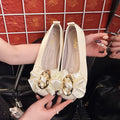Women's plus size bow accent loafers - round toe, flat, slip-on, comfortable flats
