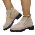 cross-border round toe side zipper martin boots ankle boots chunky heel new autumn/winter plus size women's ankle boots for export
