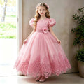 Ready-to-ship new lace wedding dress bubble sleeve princess dress girls birthday party dress kids dress