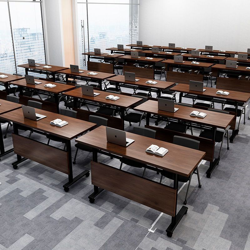 Foldable training table conference desk chair set - mobile, modular, multi-functional office tutoring desk - long double desk
