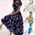 2024 european and american cross-border spring/summer new digital print round neck dress