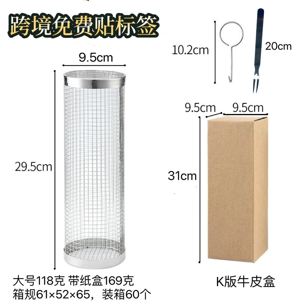 wholesale roasting cage stainless steel barbecue cage outdoor portable camping style picnic barbecue grill rotating rolling barbecue net
