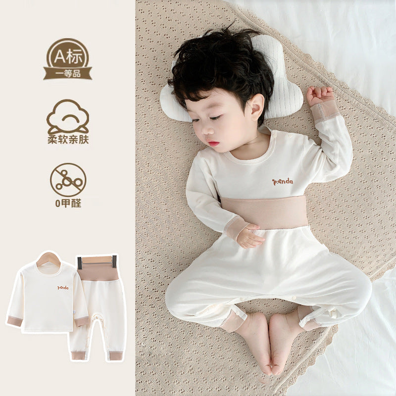 Baby spring/autumn winter separates set - autumn style cotton baby long johns - high-waisted belly protection base layer infant clothing