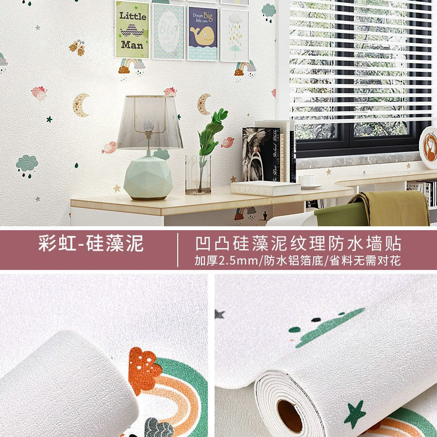 Super thick wallpaper, self-adhesive diatom mud, linen wall sticker, soft and hard wall covering, wall covering, renovation of living room, bedroom background wallpaper