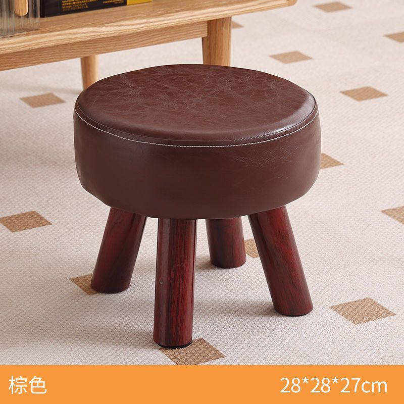 Solid wood low stool thickened stool coffee table stool soft shoe changing stool kids living room adults can sit on four-legged stool