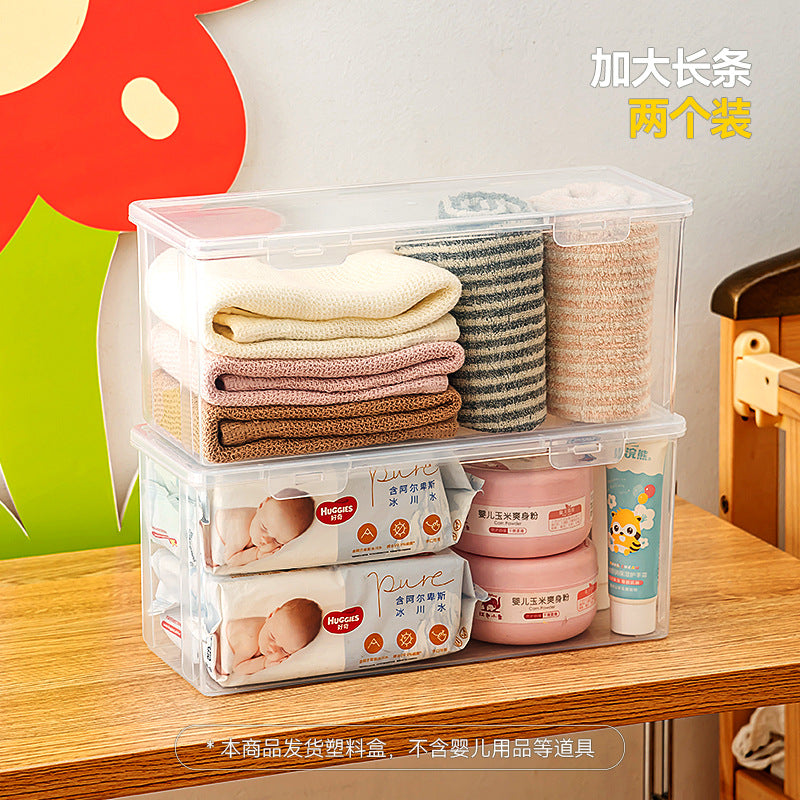 Toothpaste bottle storage box with lid Plastic baby toy box with lid Transparent flip rectangular storage box