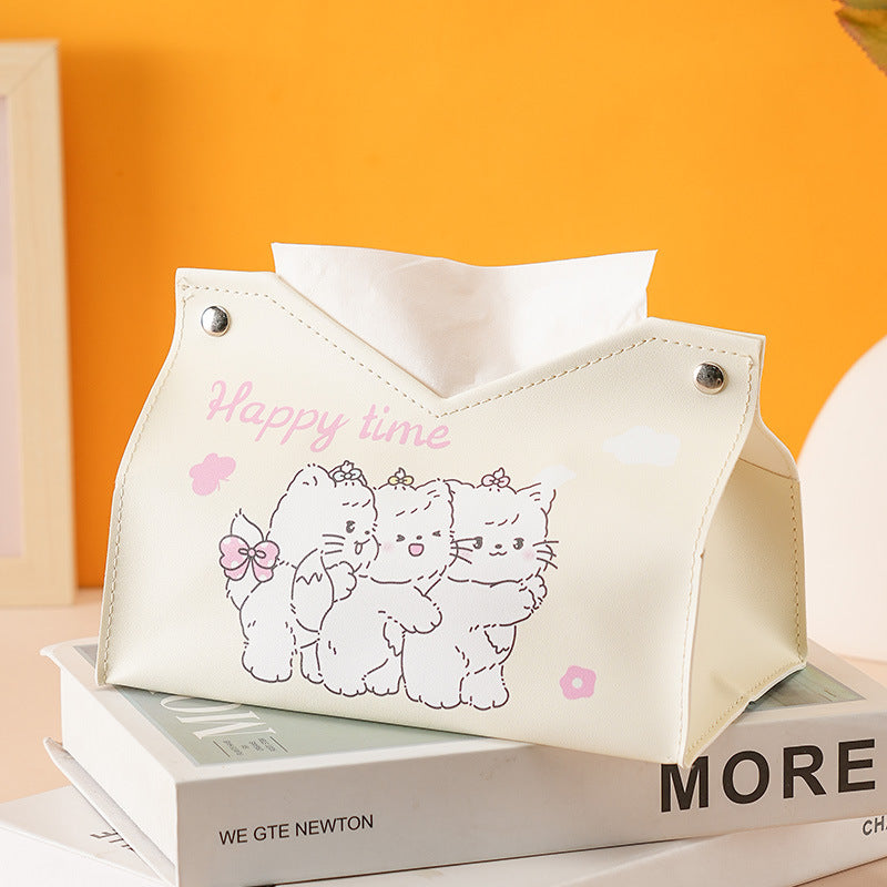 Cute cartoon naughty dog tissue box household car universal pumping paper box large capacity napkin paper box storage box