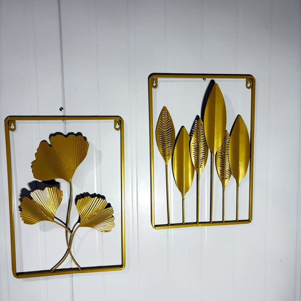 No-drill iron art wall decor - modern minimalist entryway, living room accent wall hanging - nordic metal decor