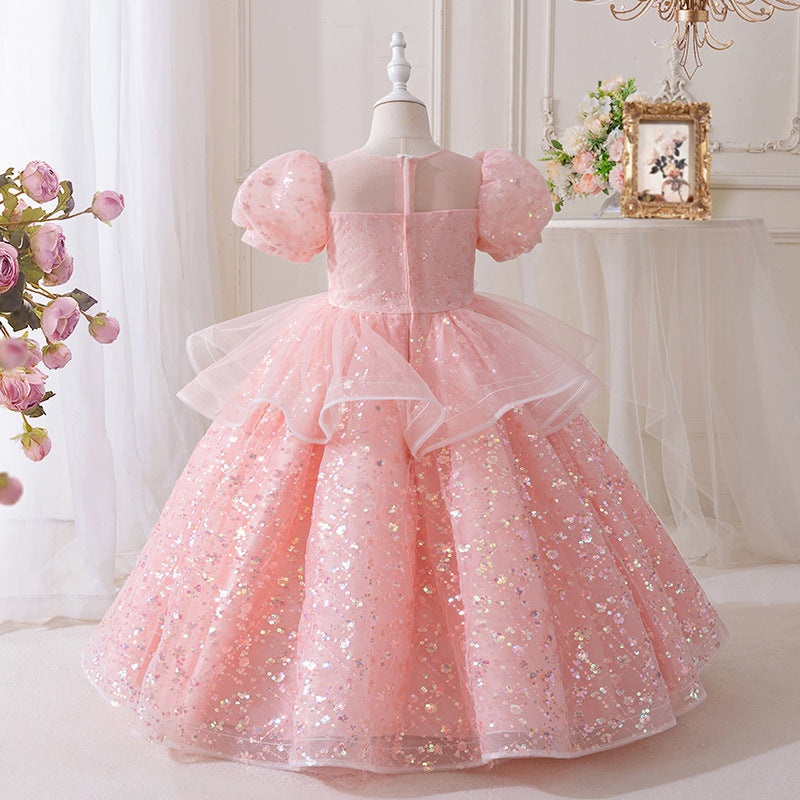High-end children's first birthday dress, little girl's birthday princess gown, hostess piano performance outfit, children's day performance, runway show