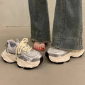 Best selling thick sole dad shoes women's height increasing easiest for match casual shoes 2025new arrivalspring & fall breathable silver sports shoes