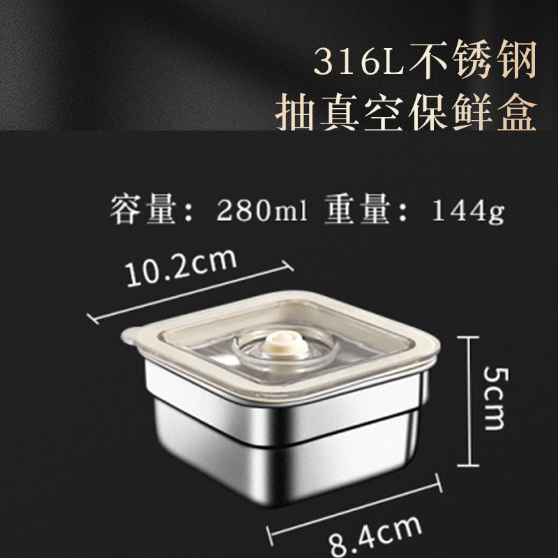316 stainless steel crisper food-grade sealed box vacuum food storage box refrigerator stainless steel box