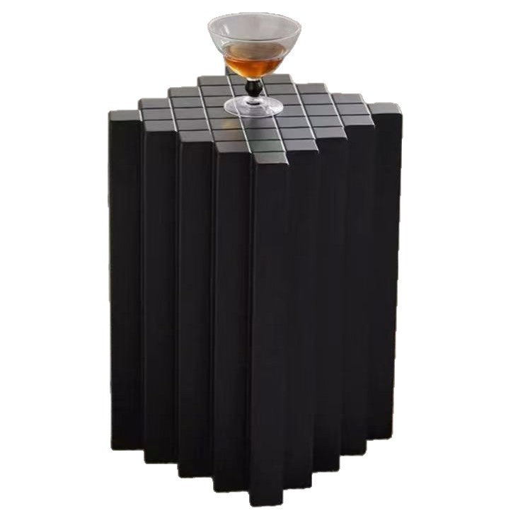 Wabi-sabi carbonized black flower corner stand folk style qhc store log sofa side table retro designer wooden pier wine display