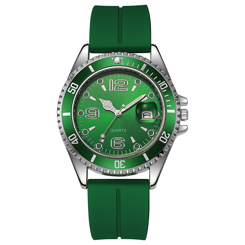 couple fashion sports green water ghost quartz watch casual silicone student quartz watch life waterproof