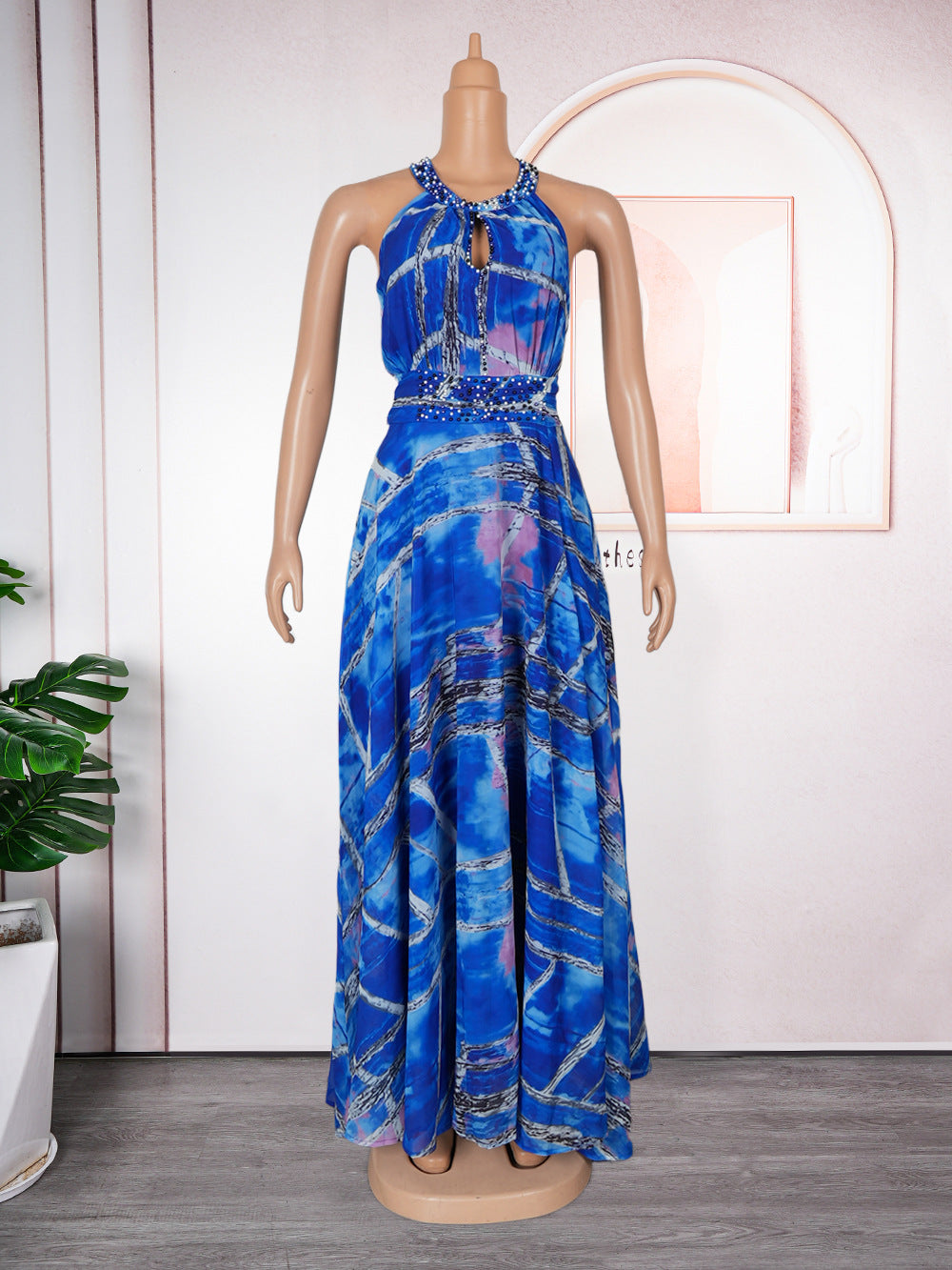 New plus-size off-the-shoulder african print maxi dress for spring/summer - perfect for cross-border e-commerce on  and