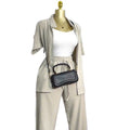 European and american cross-border women's fashion  autumn new arrival: casual turn-down collar loose-fit short sleeve shirt and tie-waist wide-leg pants set