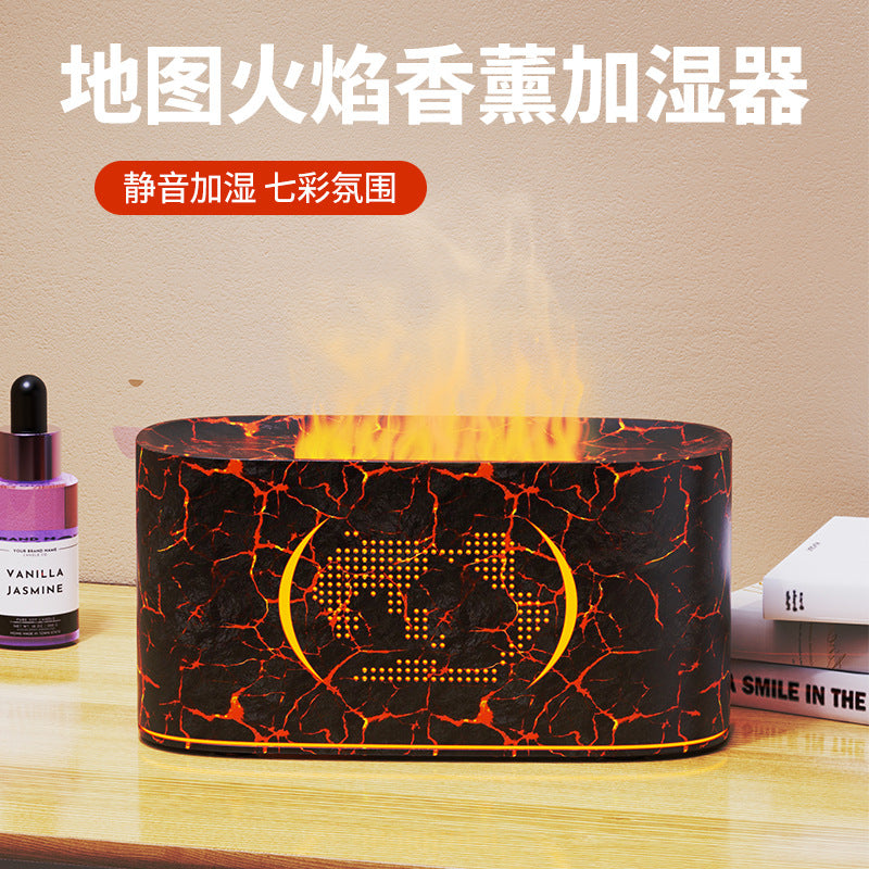New arrival crack aromatherapy machine automatic fragrance machine for home flame humidifier ultrasonic wood grain flame aromatherapy machine