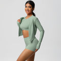 European and american high-waisted, tight-fitting yoga outfit - barely-there feel, quick-dry activewear set for women - outdoor casual, slimming, three-piece gym set