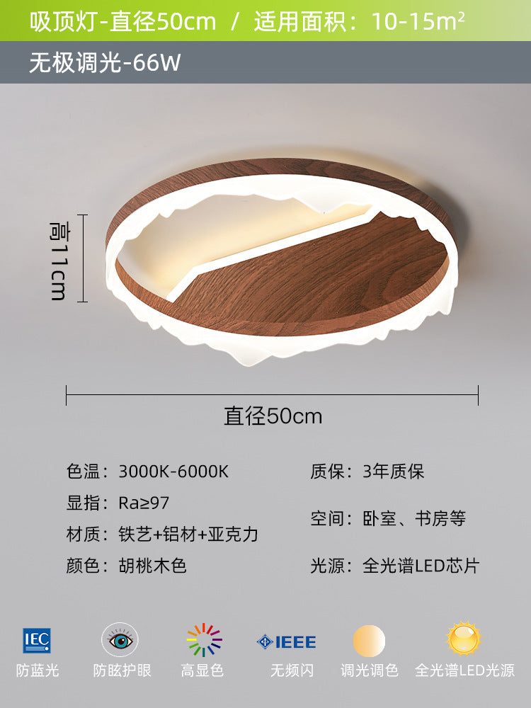 Bedroom ceiling light modern minimalist full spectrum eye protection walnut color retro warm romantic master bedroom room lighting