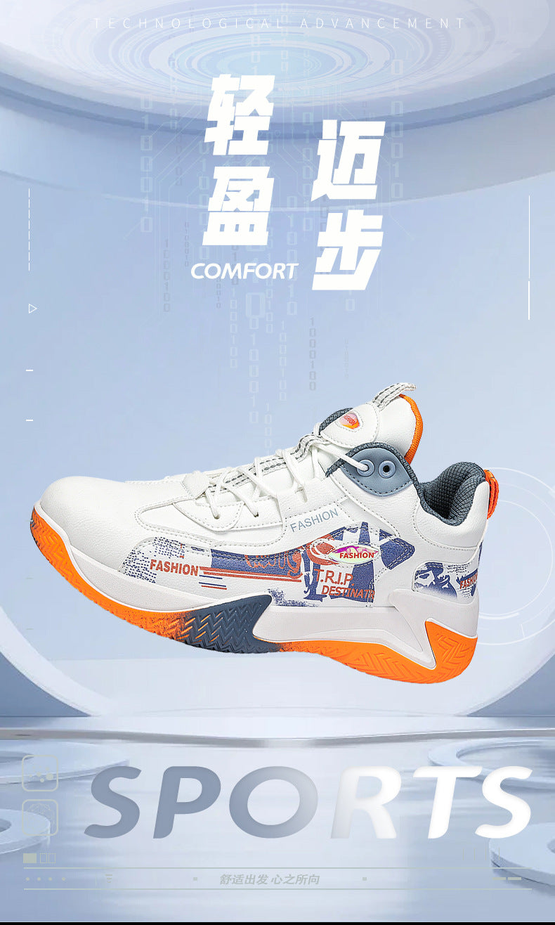 Basketball sneakers for men, spring high-top, anti-slip, youth sports running shoes, casual shoes for middle school students, 2026 hot-selling style