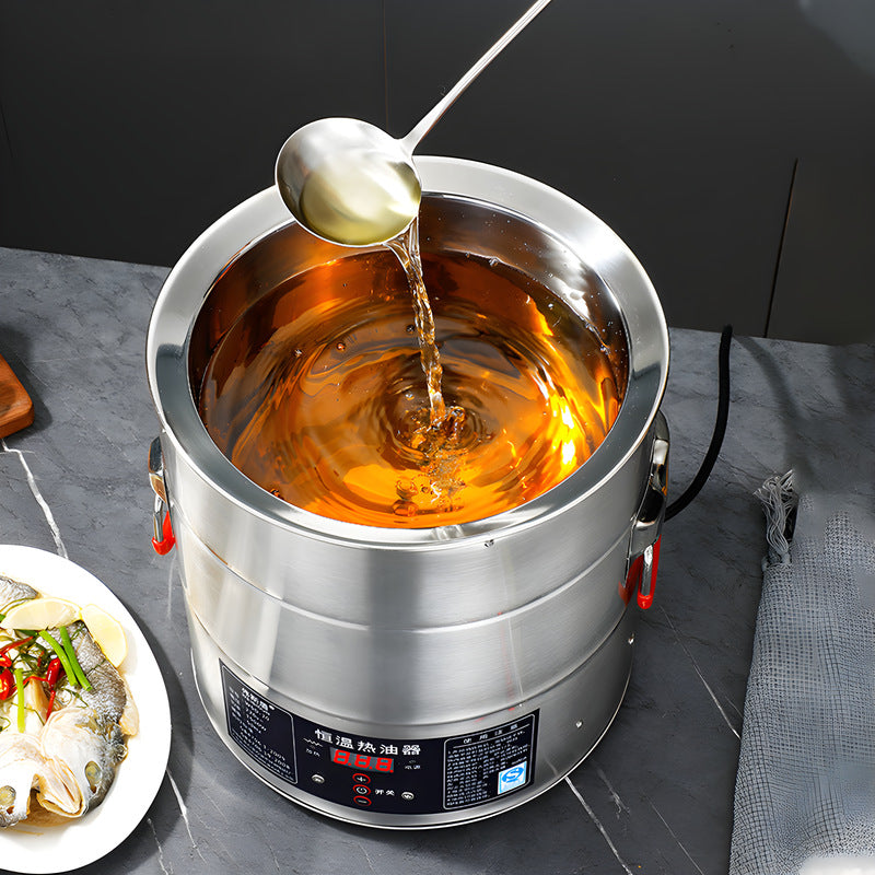 Stainless steel hot oil bucket large capacity intelligent hot oil pan commercial food burning oil pan kitchen constant temperature electric heating oiler