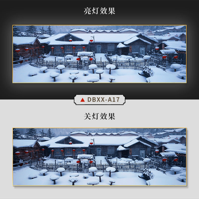 Farmyard Northeast Snow Scene Decorative Painting Rural Folk Scenery Wall Painting Iron Pot Stew Restaurant Light Box Hotel Hanging Painting