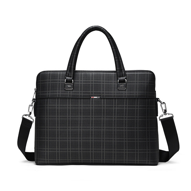 Business handbag men's bag new Korean version fashion plaid horizontal computer bag shoulder bag messenger bag briefcase