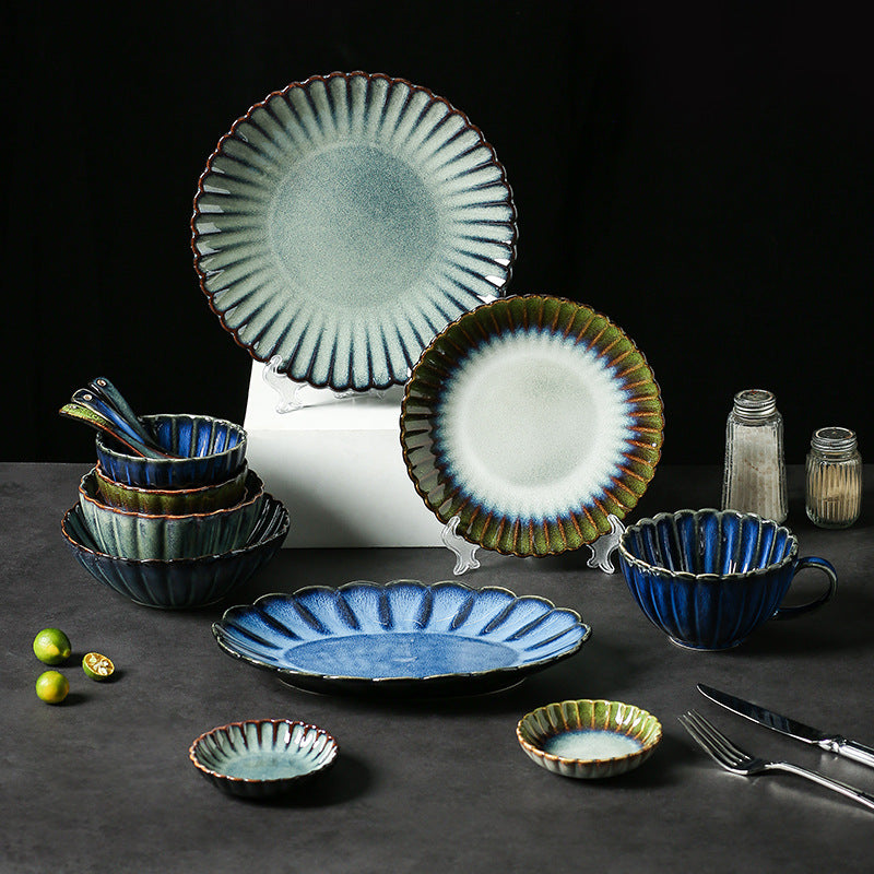 Japanese style ceramic bowls, plates, household high-looking rice bowls, soup bowls, dish sets, ins kiln turned into retro
