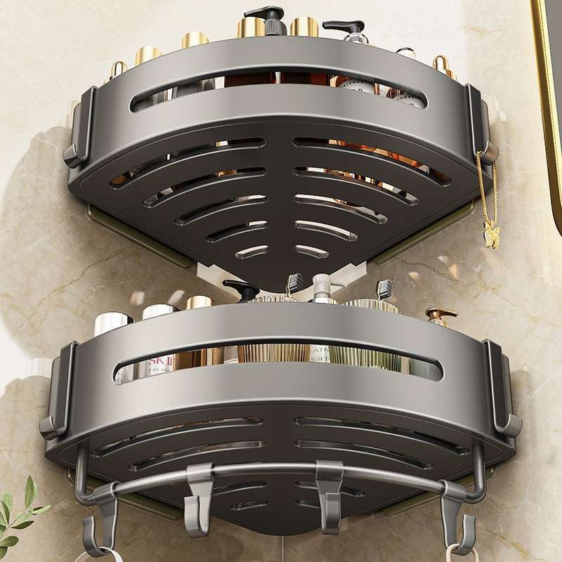 Gun gray bathroom bathroom triangle storage rack wall-mounted punch-free corner toilet washroom storage