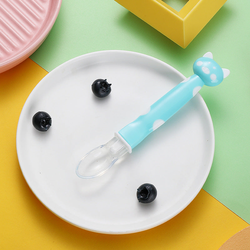 Baby silicone spoon baby complementary food feeding spoon soft head complementary food spoon baby eating training spoon feeding complementary food spoon