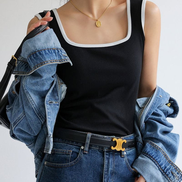 Cross-border women's clothing summer outer wear cover breast inner with wide edge anti-light white bottom sling vest sleeveless top