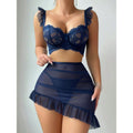Sexy lingerie see-through hollow-out floral lace sleeveless sexy mini dress women's fun set - wholesale from shein wb