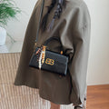 French fashion handbag small square bag women's retro color block leopard print shoulder bag autumn and winter high-end color block crossbody bag