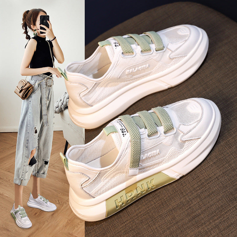 Breathable white shoes 2026 new summer mesh sneakers casual women's shoes non-slip height increasing thick sole athletic shoes skate shoes