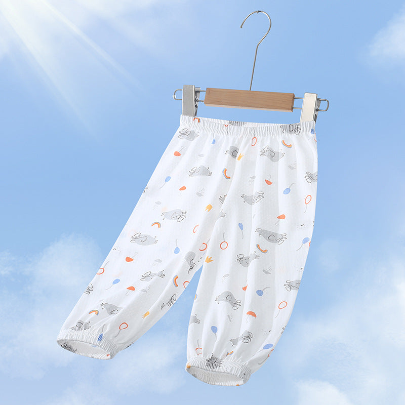 Baby cotton mosquito pants for boys, summer lightweight style, class a, summer air conditioning pants for infants and toddlers