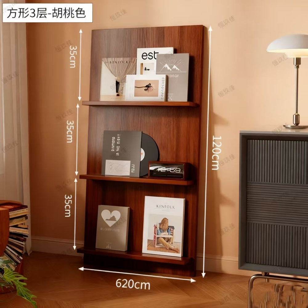 Magazine rack floor-standing storage rack wall-mounted book rack newspaper rack environmental-friendly multi-layer bookshelf medieval style reading bookshelf wood