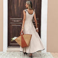 european and american cross-border new arrival: elegant solid color maxi dress