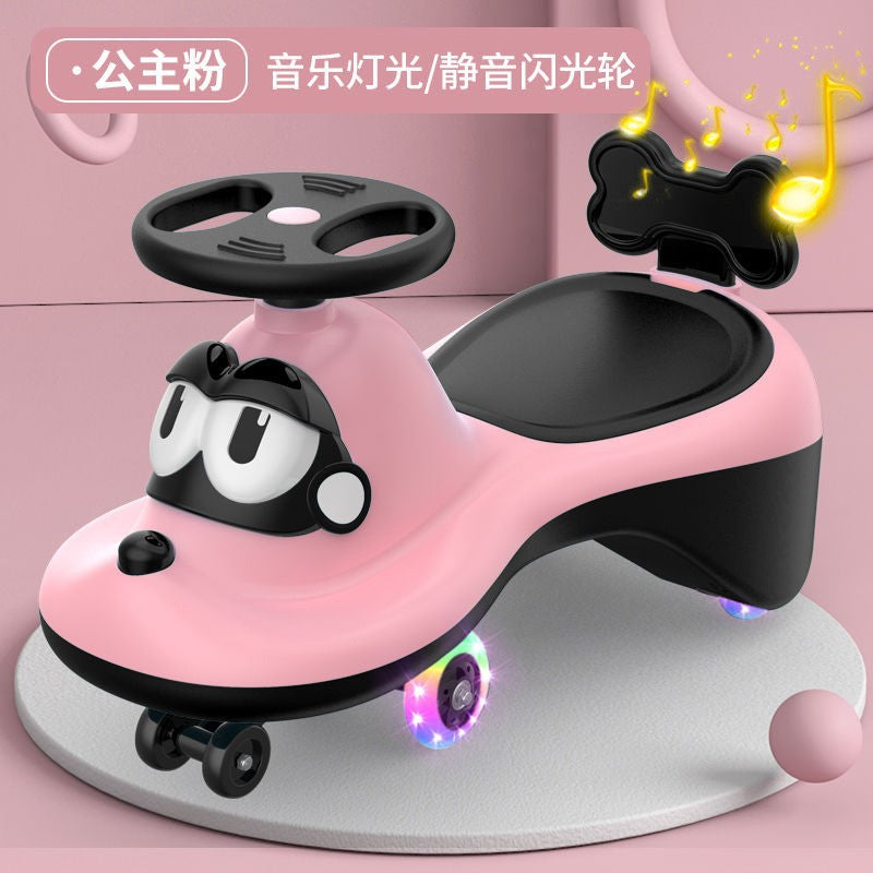 Kids' twist and go ride-on car - ages 1-3, suitable for boys and girls, adult accommodated, silent wheels, anti-tip design, wobble ride-on toy car