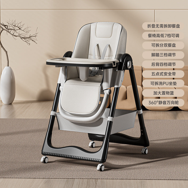 Baby Dining Chair Children's Multifunctional Foldable Adjustable Sitting and Lying Home Baby Seat Double-layer Dining Plate