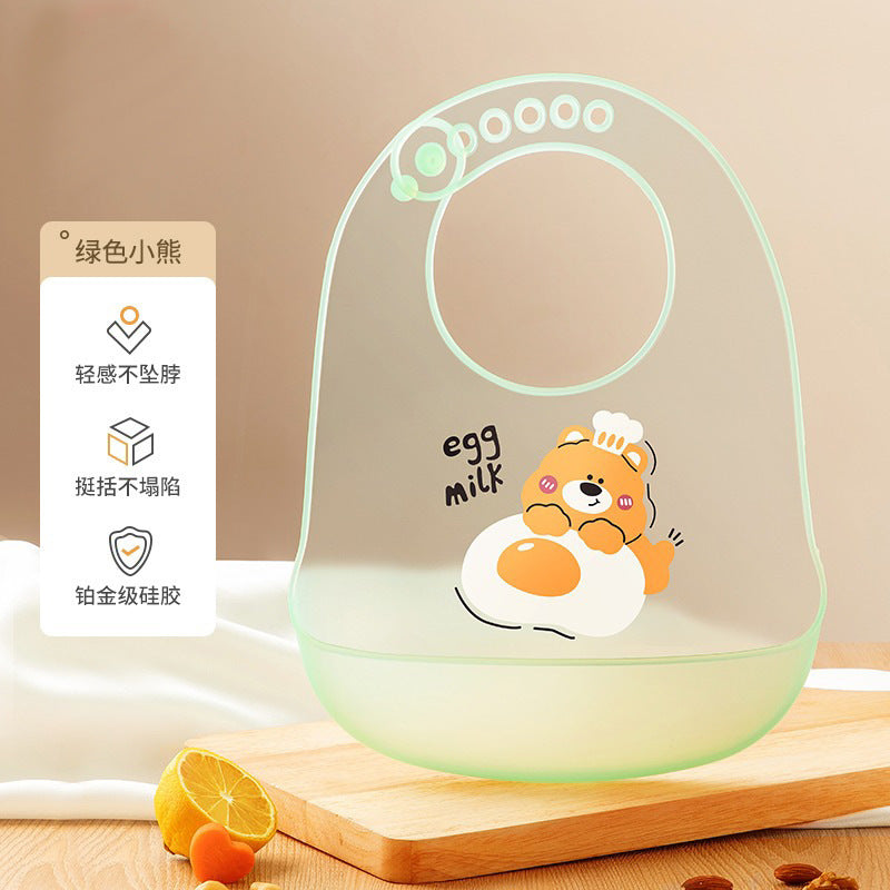 Baby eating bib silicone waterproofsoft bib kids kids feeding saliva bib baby food supplement rice bib