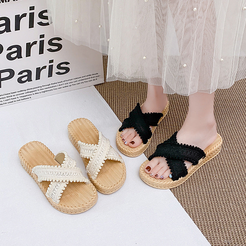 New platform sandals for women - summer outdoor wear, xishuangbanna bohemian style, hemp, beach-friendly, versatile sandals