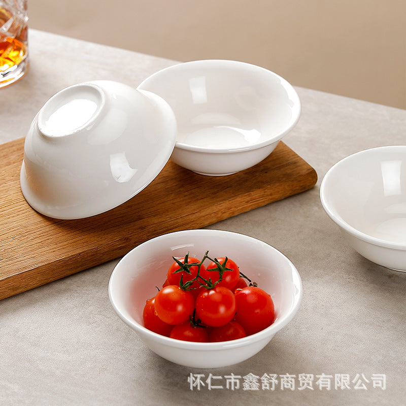 Ceramic small flavor plate pure white soy sauce plate round commercial vinegar plate dipping plate hot pot seasoning bowl can be processed with word mark