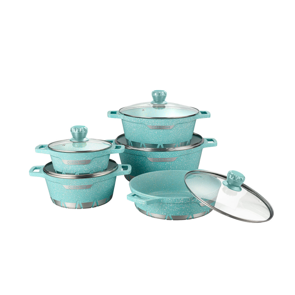 Lanya cross-border soup pot die-cast non-stick pot aluminum pot suit aluminum pot ten-piece cookware nonstickpot