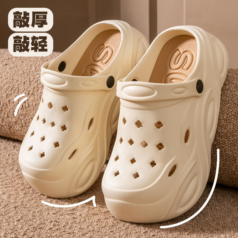 Height-increasing crocs women's summeroutwear2024new arrival stepping on shit feeling eva bottom beach seaside non-slip toe slippers