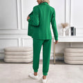 Amazon cross-border european and american women's solid color high-end blazer + elastic waist jogger pants fashionable professional suit set