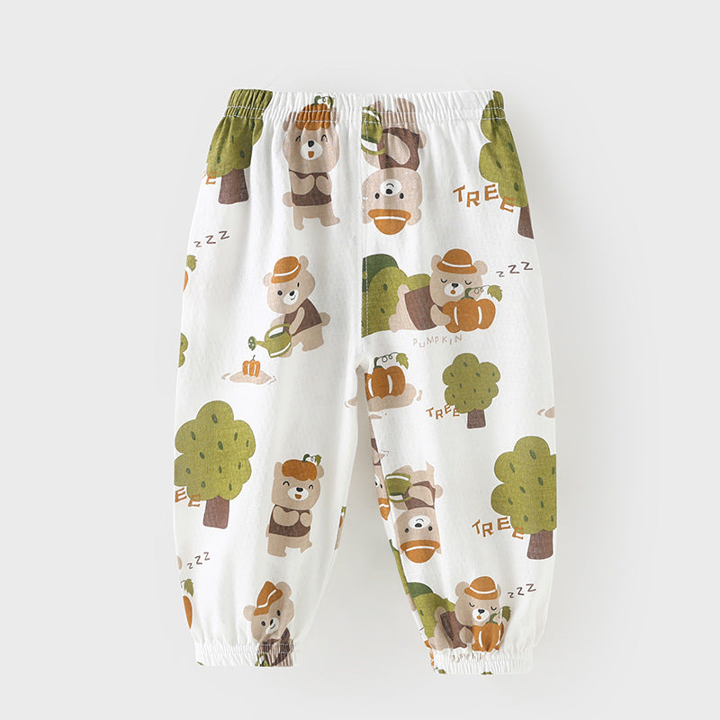 Baby cotton mosquito pants for boys, summer lightweight style, class a, summer air conditioning pants for infants and toddlers