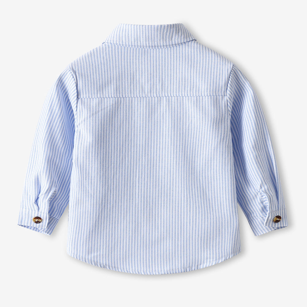 Boys' striped long-sleeve shirt - new spring/autumn collection - kids' dress shirt - toddler turn-down collar top - european & american style - export quality children's clothing - cross-border e-commerce
