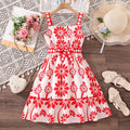 Girls' dress - new spring/summer  collection: european & american casual resort style, printed sleeveless button-up tie-waist dress