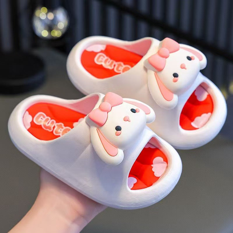 Ready-to-ship summer girls' slippers: bunny cartoon indoor anti-slip bathroom bath cute soft sole kids' slippers